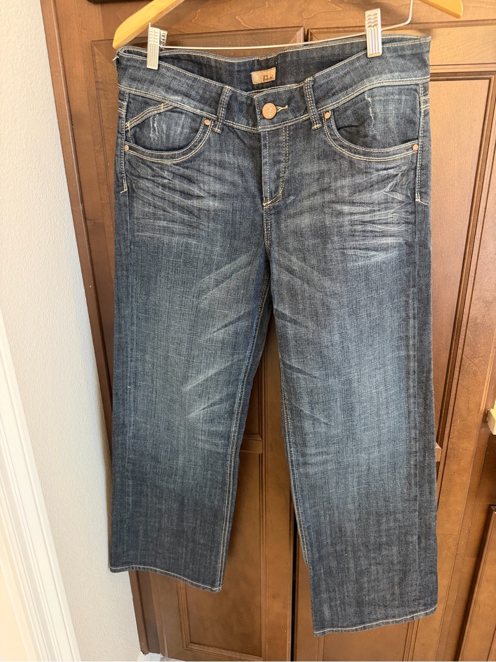 See Thru Soul Y2K Low Rise Dark Blue Wide Leg Jeans